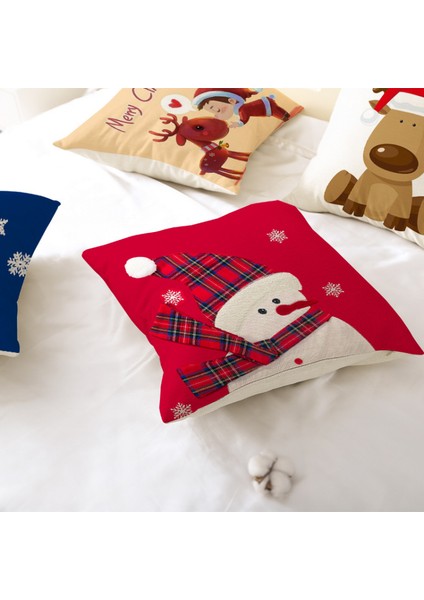 Noel Süslemeleri Yastık Kapakları 18 × 18 Inç Kar Tanesi Noel Baba Kardan Adam Geyik Noel Rustik Tatil Atmak Yastıklar Çiftlik Evi Noel Dekor Yastık (Noel 14) (Yurt Dışından)