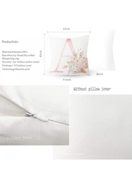 Çiçekler Baskılı Kırlent Kapakları Alfabe Dekoratif Yastık Kılıfları Dijital Yastık Kılıfları Kanepe Kanepe Yatak Odası Için 18 x 18 Inç Kare Yastık Koruyucuları （dijital 0） (Yurt Dışından) fırsatları