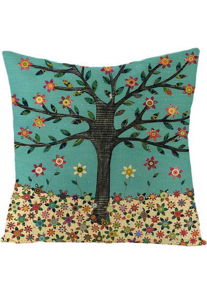 Çiçek Ağacı Atmak Yastık Örtüsü Yağlıboya Çiçek Dekoratif Yastık Kanepe Veranda Kanepe Oturma Odası Için Kapakları 18X18 Inç (Desen 32) (Yurt Dışından)