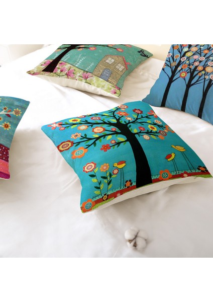 Çiçek Ağacı Atmak Yastık Örtüsü Yağlıboya Çiçek Dekoratif Yastık Kanepe Veranda Kanepe Oturma Odası Için Kapakları 18X18 Inç (Desen 32) (Yurt Dışından) fırsatları
