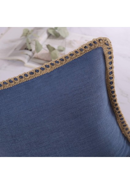 2'li Çiftlik Evi Dekoratif Kırlent Kılıfı Paketi Çuval Bezi Keten Kesilmiş Özel Kenarlar Lacivert 12 x 20 Inç, 30 x 50 cm (Yurt Dışından) modelleri