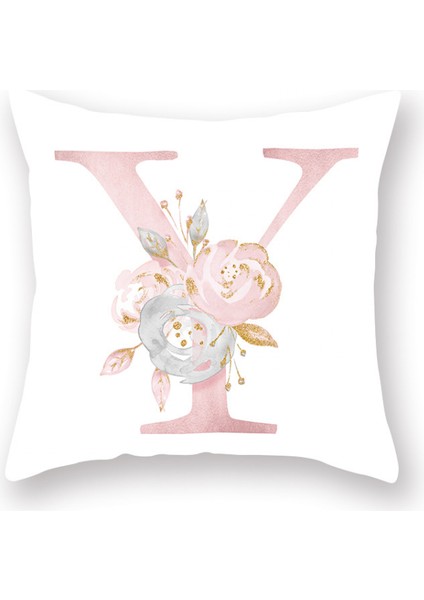 Çiçekler Baskılı Atma Yastık Kılıfları Alfabe Dekoratif Yastık Kılıfları Mektup Yastık Kapakları 18 x 18 Inç Kare Yastık Koruyucular Kanepe Kanepe Yatak Odası (Mektup Y) (Yurt Dışından)