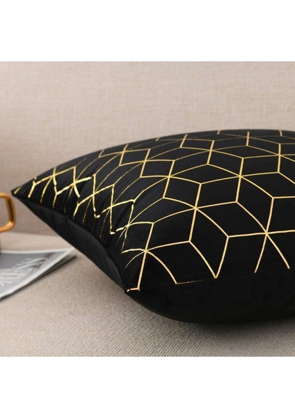 Paket Yumuşak Kısa Bulanık Kare Atma Yastık Örtüleri, Geometri Altın Damgalama Dekoratif Yastık Kanepe Kanepe Yatak Ev Dekorasyonu Için Yastık Kılıfı, 18 x 18 Inç Siyah (Yurt Dışından) modelleri