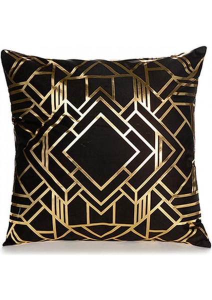 Paket Yumuşak Kısa Bulanık Kare Atma Yastık Örtüleri, Geometri Altın Damgalama Dekoratif Yastık Kanepe Kanepe Yatak Ev Dekorasyonu Için Yastık Kılıfı, 18 x 18 Inç Siyah (Yurt Dışından) fırsatları