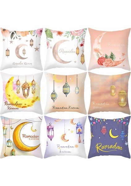Yastık Örtüleri Ramazan Ayı ve Çiçekleri Kare Yastık Kılıfları Modern Dekoratif Şeftali Derisi Kadife Yastık Kılıfları Kanepe Kanepe Yatak 18X18 Inç (Moon 21) (Yurt Dışından) fırsatları