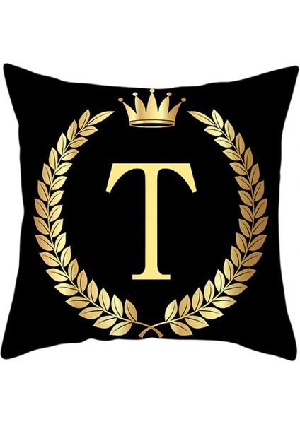 Atmak Yastık Örtüsü Ingilizce Alfabe Atmak Yastık Kılıfı Modern Minder Örtüsü Çekyat Sandalye Araba Için Kare Yastık Kılıfı Dekorasyon 18 x 18 Inç Siyah (T Harfi) (Yurt Dışından)