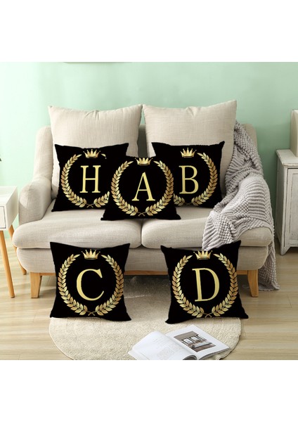 Atmak Yastık Örtüsü Ingilizce Alfabe Atmak Yastık Kılıfı Modern Minder Örtüsü Çekyat Sandalye Araba Için Kare Yastık Kılıfı Dekorasyon 18 x 18 Inç Siyah (T Harfi) (Yurt Dışından) fiyatları