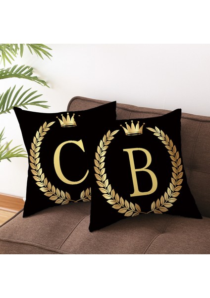 Atmak Yastık Örtüsü Ingilizce Alfabe Atmak Yastık Kılıfı Modern Minder Örtüsü Çekyat Sandalye Araba Için Kare Yastık Kılıfı Dekorasyon 18 x 18 Inç Siyah (T Harfi) (Yurt Dışından) modelleri