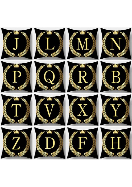 Atmak Yastık Örtüsü Ingilizce Alfabe Atmak Yastık Kılıfı Modern Minder Örtüsü Çekyat Sandalye Araba Için Kare Yastık Kılıfı Dekorasyon 18 x 18 Inç Siyah (T Harfi) (Yurt Dışından) indirimleri