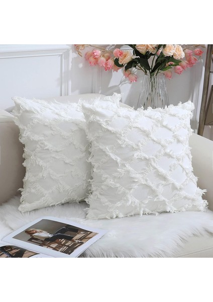 Kirli Beyaz Dekoratif Yastık Kılıfları 20 x 20 Inç 2'li Paket Kanepe ve Kanepe Için Boho Atma Yastık Kılıfı, %100 Pamuk (Yurt Dışından)