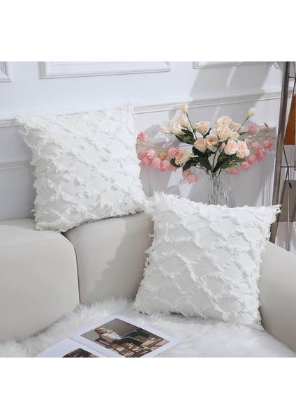 Kirli Beyaz Dekoratif Yastık Kılıfları 20 x 20 Inç 2'li Paket Kanepe ve Kanepe Için Boho Atma Yastık Kılıfı, %100 Pamuk (Yurt Dışından) fiyatları