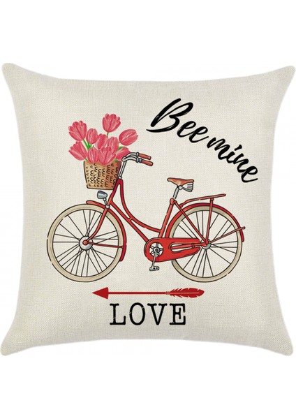 Sevgililer Günü Yastık Kapakları 18X18 Inç 2 Pcs Sevgililer Romantik Kamyon Bisiklet Çiçek Atmak Yastık Kılıfı Ev Dekor Keten Yastık Kılıfı Için Kanepe (Bisiklet Çiçek) (Yurt Dışından)