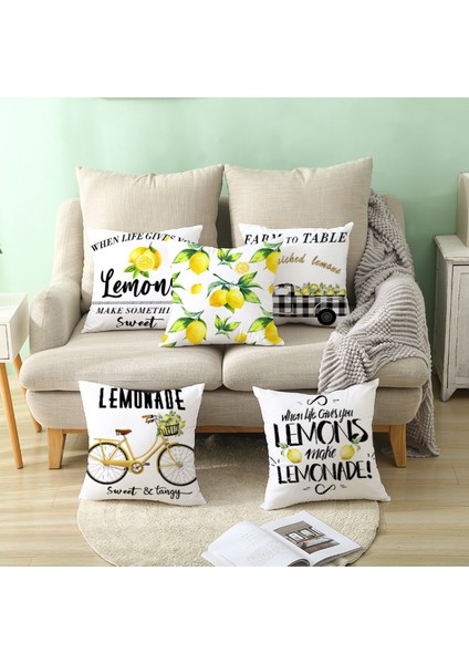 Limon Güz Atmak Yastık Kapakları Sarı Limon Baskı Yastık Yumuşak Modern Çiftlik Evi Yatak Odası Kanepe Oturma Odası Için 18 x 18 Inç (Limon 5) (Yurt Dışından)