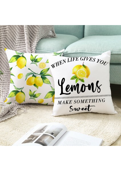 Limon Güz Atmak Yastık Kapakları Sarı Limon Baskı Yastık Yumuşak Modern Çiftlik Evi Yatak Odası Kanepe Oturma Odası Için 18 x 18 Inç (Limon 5) (Yurt Dışından)