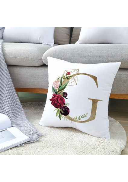 Atmak Yastık Örtüsü Geometrik Altın Ingilizce Alfabe Şeftali Derisi Kadife Yastık Kılıfı Kare Yastık Kılıfı Dekorasyon Kanepe Oturma Odası Yatak Odası 18 x 18 Inç (Mektup D) (Yurt Dışından) modelleri