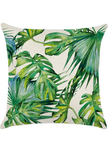 2 Paket Tropikal Yeşil Yapraklar Geometrik Arka Planlı Yastık Örtüsü Ev Dekoratif Kare Yastık Kapakları Pamuk Keten Ev Dekor Palmiye Yastık Kılıfı 18 x 18 Inç (Palmiye Bırakın E) (Yurt Dışından)