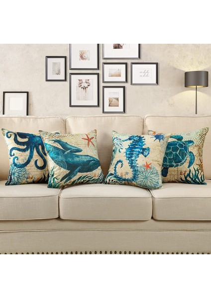 Yastık Kılıfları 18X18 Inç 2'li Set Deniz Kaplumbağası Balina Ahtapot Hipokampus Deniz Yaşamı Yastık Kılıfı Yatak Sandalye Kanepe Yatak Odası Oturma Odası Ev Dekoru (Ahtapot) (Yurt Dışından) modelleri