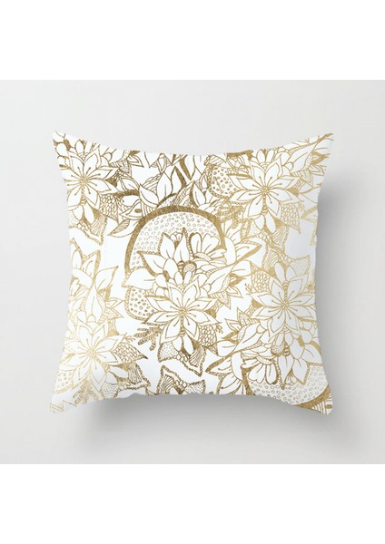 Atmak Yastık Kapakları Altın Damgalama Geometrik Baskı Yaprakları Yastık Kılıfları Kanepe Kanepe Yatak Odası Araba Için Yumuşak Kare Dekoratif Yastık Kapakları (Geometri 3) (Yurt Dışından)