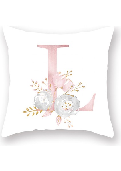 Çiçekler Baskılı Kırlent Kapakları Alfabe Dekoratif Yastık Kılıfları Mektup Yastık Kapakları 18 x 18 Inç Kare Yastık Koruyucular Kanepe Kanepe Yatak Odası (Mektup L) (Yurt Dışından) fiyatları