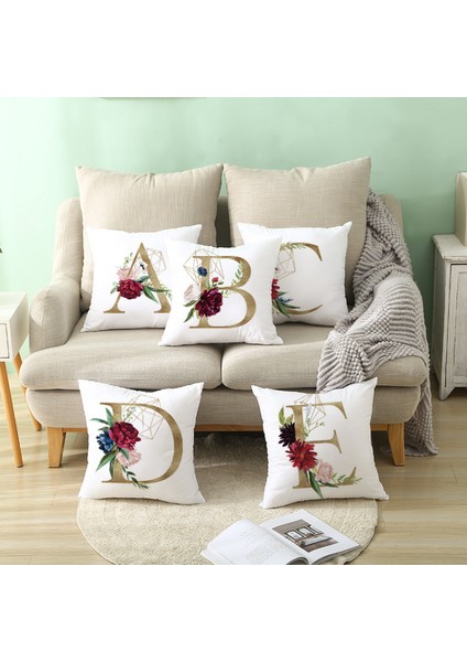 Atmak Yastık Örtüsü Geometrik Altın Ingilizce Alfabe Şeftali Derisi Kadife Yastık Kılıfı Kare Yastık Kılıfı Dekorasyon Kanepe Oturma Odası Yatak Odası 18 x 18 Inç (Mektup D) (Yurt Dışından) fırsatları