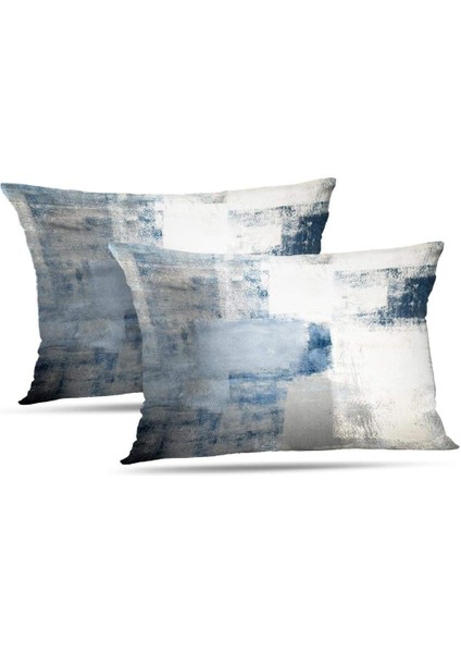 2'li Mavi ve Gri Sanat Yapıt Seti Çağdaş Dekoratif Gri Ev Dekoratif Atmak Yastıklar Yatak Odası Kanepe Oturma Odası Için Minder Örtüsü 18X18 Inç (Yurt Dışından) modelleri
