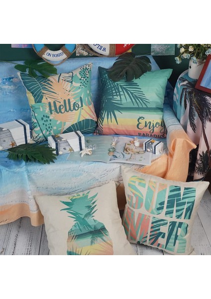 Yaz Yastık Plaj Tema Dekoratif Kırlent Kapakları Ev Veranda Partisi Dekoru Için 18X18 Inç 4 Pcs (Plaj Teması) (Yurt Dışından) fırsatları