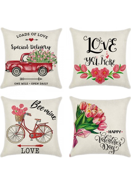 Sevgililer Günü Yastık Kılıfları 18X18 Inç 2 Pcs Sevgililer Romantik Kamyon Bisiklet Çiçekler Kanepe Için Yastık Kılıfı Ev Dekor Keten Yastık Kılıfı Atın (Aşk Çiçeği) (Yurt Dışından) indirimleri