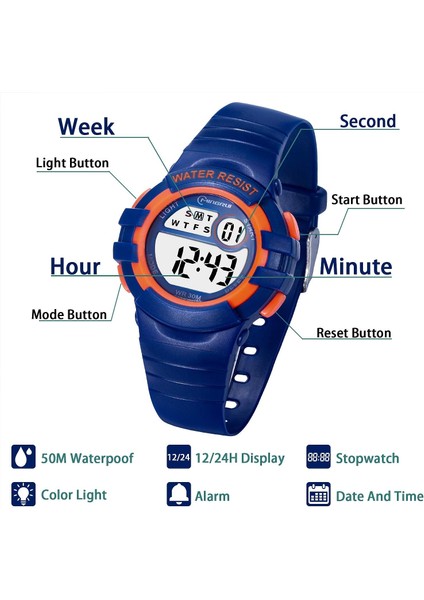 Çocuklar Kız Erkek Çocuklar Için Dijital Izle, Çocuk Saatleri Suya Dayanıklı Çok Fonksiyonlu Alarm / Kronometre Yumuşak Kayış Kol Saatleri Çocuklar Için Bebek Kız Erkek Yaşları 4-12 (Yurt Dışından) modelleri