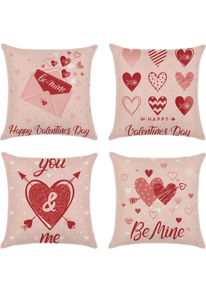 Sevgililer Günü Atma Yastık Kapakları 18 x 18 Inç 4 Pcs Sevgililer Günü Serisi Yastık Kapakları Fermuarlı Kare Yastık Kılıfı (Love G) (Yurt Dışından) fiyatları