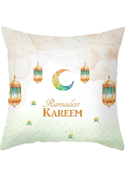Yastık Örtüleri Ramazan Ayı ve Çiçekleri Kare Yastık Kılıfları Modern Dekoratif Şeftali Derisi Kadife Yastık Kılıfları Kanepe Kanepe Yatak 18X18 Inç (Ay 12) (Yurt Dışından)