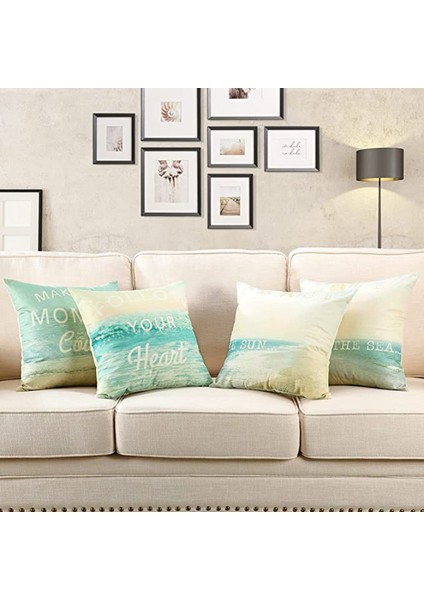 Yastık Kılıfları 18X18 Inç 2'li Set Plaj Okyanus Atma Yastık Yatak Sandalye Kanepe Yatak Odası Oturma Odası Ev Dekor Için Yastık Kılıfları Kapakları (Plaj Manzarası B) (Yurt Dışından) fırsatları