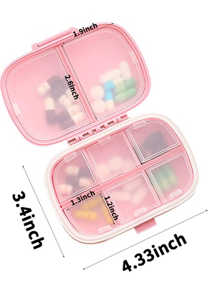 Hap Saklama Kutusu Seyahat Hap Kutusu Çanta Hap Saklama Kutusu 8 Bölme Küçük Hap Kutusu Hap/vitamin/balık Yağı Taşınabilir Hap Kutusu (Pembe) (Yurt Dışından)