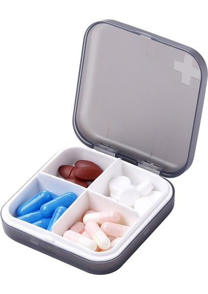 Hap Organizatörü - Taşınabilir Hap Kutusu Çanta Veya Cep Için Küçük Hap Kabı, Mükemmel Hap Saklama Kutusu (Gri, 4 Bölmeli) (Yurt Dışından)