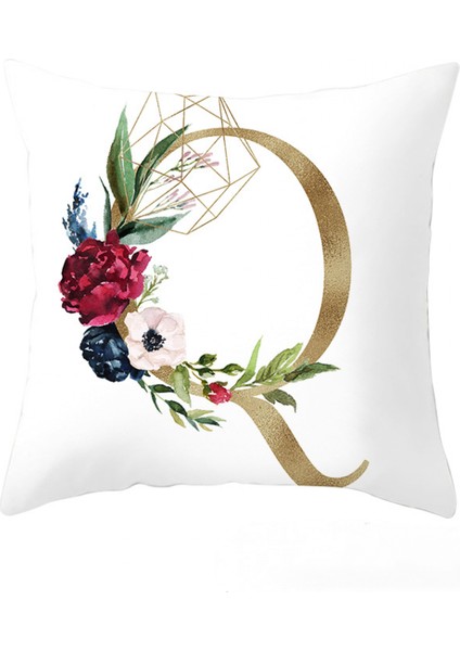 Atmak Yastık Örtüsü Geometrik Altın Ingilizce Alfabe Şeftali Derisi Kadife Yastık Kılıfı Kare Yastık Kılıfı Dekorasyon Kanepe Oturma Odası Yatak Odası 18 x 18 Inç (Mektup Q) (Yurt Dışından)