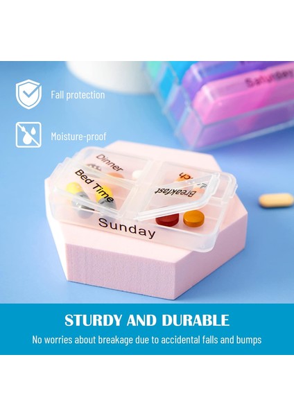 Haftalık Hap Organizatörü Günde 4 Defa, Günlük Hap Kutusu 7 Günlük Büyük Seyahat Hap Kutusu Taşınabilir Vitamin Hap Kutusu Haplar, Ilaçlar, Takviyeler Için Büyük Ilaç Kutusu (Yurt Dışından)