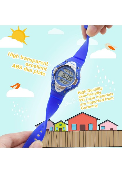 Erkek Kız Spor Dijital Saat, LED Alarm Kronometreli Çocuklar Açık Suya Dayanıklı Elektronik Saatler (Yurt Dışından)