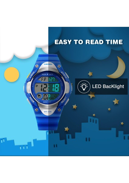 Erkek Kız Spor Dijital Saat, LED Alarm Kronometreli Çocuklar Açık Suya Dayanıklı Elektronik Saatler (Yurt Dışından)