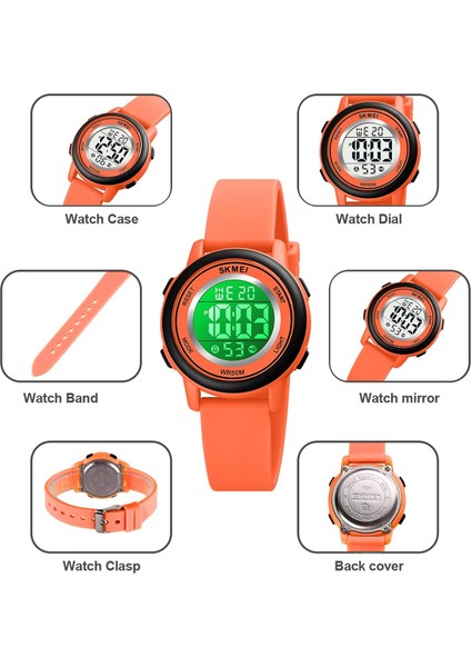 Çocuk Izle, Kız Erkek Çocuklar Için Dijital Spor Saatler, Işıklı Alarm Kronometre Çocuk Kol Saati ile Su Geçirmez Dış Mekan LED Saatler (Yurt Dışından)
