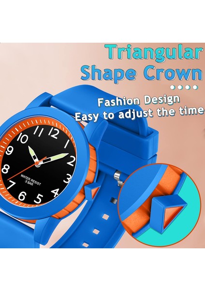Erkek Kız Çocuk Gençler Için Çocuk Analog Saat, 5-18 Yaş, Öğrenme Süresi ve Okunması Kolay, Yumuşak Bantlı Minimalist Renk Eşleştirme Bilek Saati, 5ATM Su Geçirmez (Yurt Dışından)