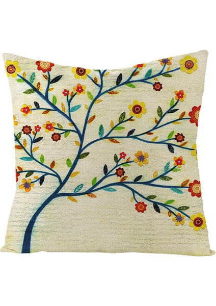 Çiçek Ağacı Atmak Yastık Örtüsü Yağlıboya Çiçek Dekoratif Yastık Kanepe Veranda Kanepe Oturma Odası Için Kapakları 18X18 Inç (Desen 25) (Yurt Dışından)