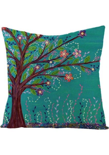 Çiçek Ağacı Atmak Yastık Örtüsü Yağlıboya Çiçek Dekoratif Yastık Kanepe Veranda Kanepe Oturma Odası Için Kapakları 18X18 Inç (Desen 8) (Yurt Dışından)