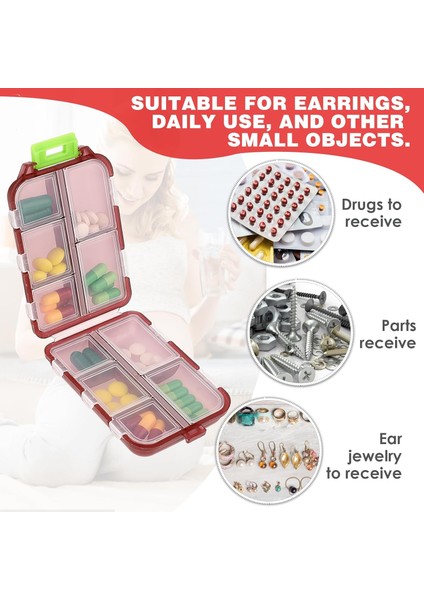 2pcs Seyahat Hap Organizatörü Küçük Günlük Hap Kutusu Hap Nem Geçirmez Konteyner Tutucu 10 Bölmeler Farklı Ilaçlar Için Ilaç Kutusu Vitamin Konteyneri (Yurt Dışından)