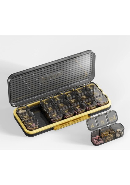 21 Hücreli Günde 3 Kez Hap Saklama Cihazı - Neme Dayanıklı Günlük Sevimli Hap Kutusu, Çıkarılabilir Ayrı Hücre 21 Günlük Hap Kutusu Kadın Erkek Seyahat Takı ve Günlük Için Uygun(Siyah) (Yurt Dışından)