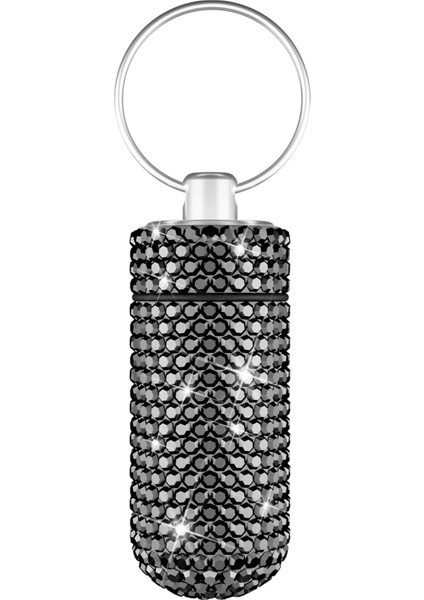 Bling Hap Kutusu Hap Kabı Yapay Elmas Hap Kutusu Taşınabilir Su Geçirmez Cep Hap Tutucu Depolama Şişesi Anahtarlık ile Seyahat, Dış Mekan, Kamp (Gri) (Yurt Dışından)