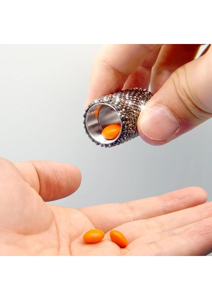 Bling Hap Kutusu Hap Kabı Yapay Elmas Hap Kutusu Taşınabilir Su Geçirmez Cep Hap Tutucu Depolama Şişesi Anahtarlık ile Seyahat, Dış Mekan, Kamp (Gri) (Yurt Dışından) modelleri