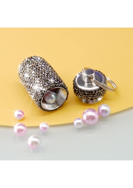 Bling Hap Kutusu Hap Kabı Yapay Elmas Hap Kutusu Taşınabilir Su Geçirmez Cep Hap Tutucu Depolama Şişesi Anahtarlık ile Seyahat, Dış Mekan, Kamp (Gri) (Yurt Dışından) fırsatları
