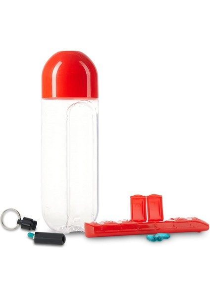 Su Şişesi Taşınabilir Hap Ekleme Organizatörü Dahili Günlük Vitamin Tutuculu Su Şişesi Takviye Organizatör Çantası - Ücretsiz Hap Anahtarlıklı Bpa Içermeyen Plastik Şişe (Yurt Dışından)