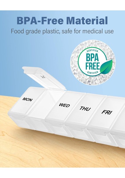 Ekstra Büyük Hap Kutusu Haftalık, Günlük Hap Kutusu Kutusu Büyük Kapasiteli Bölmeler, Ilaç Takviyeleri Için 7 Günlük Hap Kutuları Vitamin Balık Yağı (Yurt Dışından)