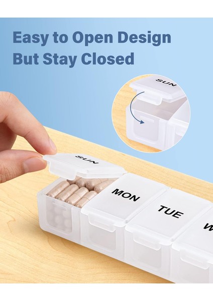 Ekstra Büyük Hap Kutusu Haftalık, Günlük Hap Kutusu Kutusu Büyük Kapasiteli Bölmeler, Ilaç Takviyeleri Için 7 Günlük Hap Kutuları Vitamin Balık Yağı (Yurt Dışından)