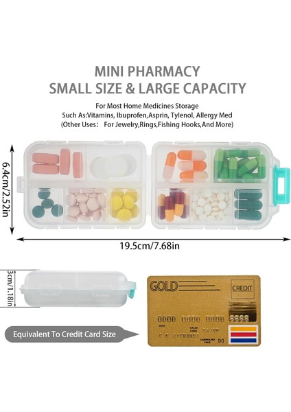 Seyahat Hap Kutusu Taşınabilir Küçük 10 Bölmeler Hap Organizatör Haftalık Kutu Ilaç Organizatör Konteyner Açık Seyahat Kamp Için Vitamin Konteyner Tutucu (Yurt Dışından)